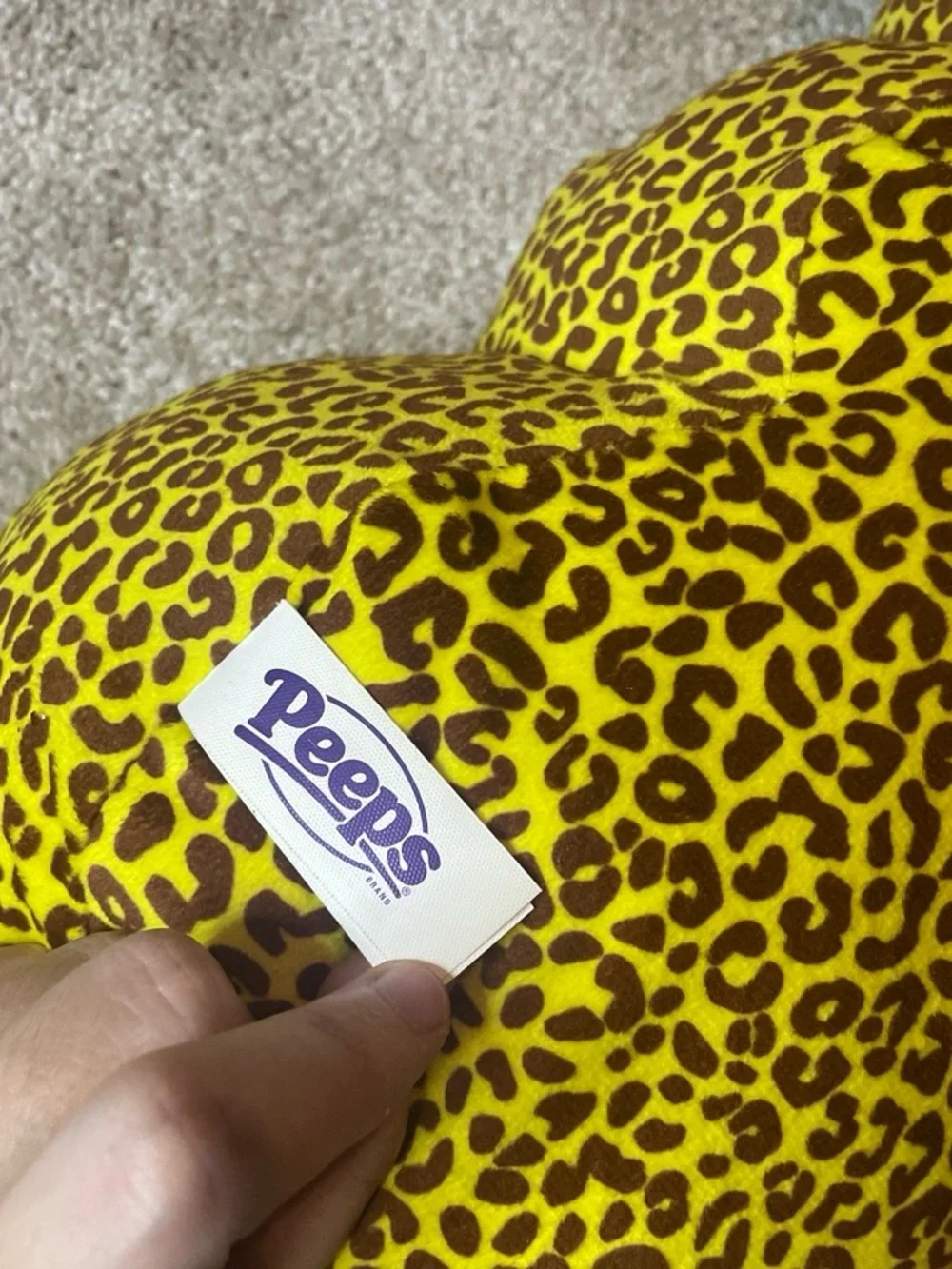 Yellow Leopard Print Plush Bunny with Pink Mohawk — Brand: Peeps